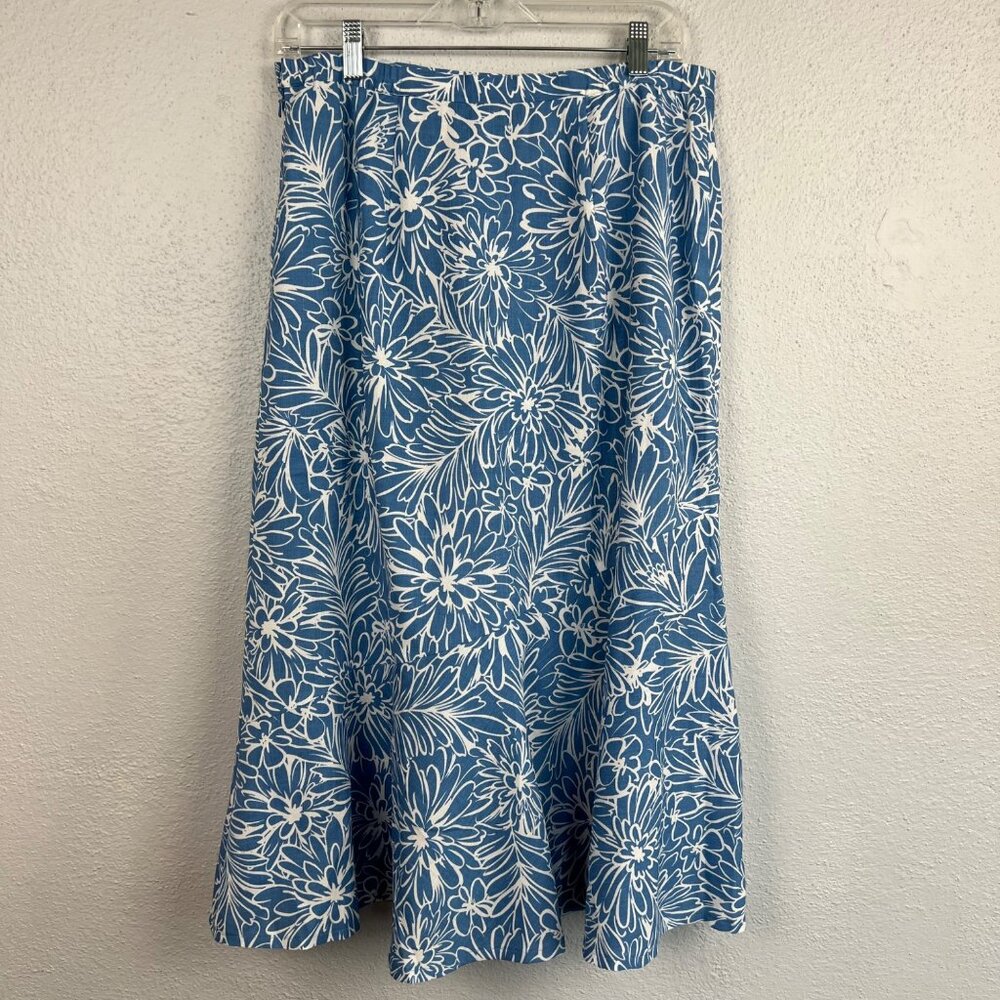 Eastex Women's Lined Blue Floral Skirt Size 14